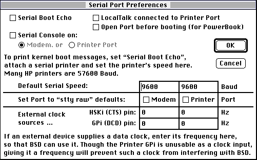 Picture of Serial ports... dialog